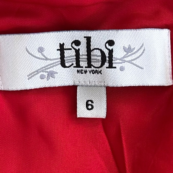 Tibi 100% Virgin Wool A-Line Midi Dress Red 6 Minimalist Holiday Fall Winter - Picture 6 of 15